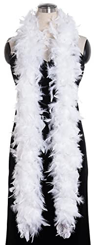 Federboa Feder Boa Kostüm-Accessoire für 20er Jahre 1920s Gatsby Karneval Halloween Fasching Kostümzubehör Theater Kostüm (2m/6.6ft, weiß)