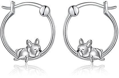 VONALA Silber Französische Bulldogge Creolen Ohrringe 925 Sterling Silber Tier Schmuck für Damen Mädchen