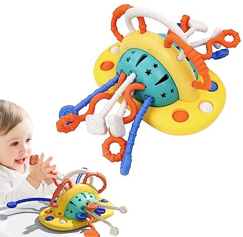 Warm Feather Montessori Jouets pour bébé en silicone à ventouse pour chaise haute Jouets sensoriels pour enfants de 18 mois et plus