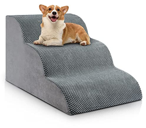 Chic Threads Escaleras para perros pequeños, escaleras para perros de 3 escalones para camas altas y sofá, escalones para mascotas para perros pequeños y gatos, escalones antideslizantes y estables