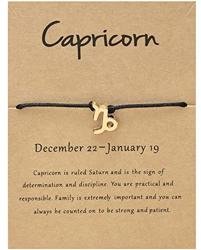 Sternzeichen-Sternbild-Armband, Stilvolles, Schwarzes Schnur-Karten-Armband, Verstellbares Armband, Damen/Herren-Horoskop, Himmlische Astrologie, Damen-Modeschmuck, Geburtstagsgeschenk, Steinbock, Ve