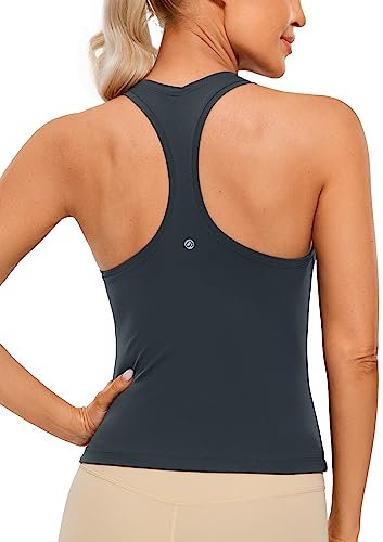 CRZ YOGA Butterluxe Damen Gym Ärmelloses Shirt Sommer Yoga Tank Top Racerback Lang Sport Tops Fitness Blickdichte Oberteile Echte Marine 38