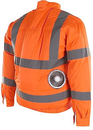 Kühlventilator Jacke, Tragbares, Klimatisiertes Hemd, Hitzschlag Prävention, Klimatisierte Kleidung, Kühlung, Sonnenschutz, Arbeitskleidung, Langärmelig, mit Ventilatoren (Fluoreszierendes Orange)