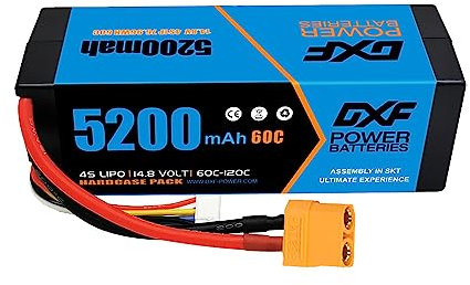 DXF 1 Packungen hochleistungs-lipo-4s-akku, 4s lipo 14.8V 5200mah, 60c XT90-stecker – lipo 4s ideal für 1/8 & 1/10 Autos, perfekt für losi, hpi, Tamiya & mehr – 4s lipo akku Kraft und Lange laufzeit