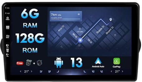 Autoradio Android 13 per Fiat Egea/Tipo 2015-2018 - [6G+128G] -DSP/Carplay/Android Auto integrati- Microfono per fotocamera GRATUITO - 9 pollici IPS - Controllo del volante WiFi BT Fast-Boot DAB+