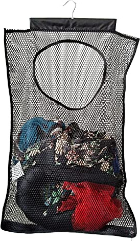 Fajyaz Hanging Mesh Laundry Hamper (76cm*50cm) Large Dirty Clothes Bag, Can Be Used Behind The Door & Closet & Caravan& Bathroom (Black)