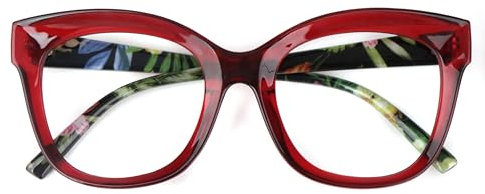 Cat Eye Funky Oversized Reading Glasses Womans Concave Frame in 4 Colours DX97 (+3.5, Transparent Wine Red)