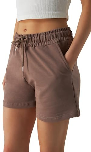 ROSS CAMP Kurze Hose Damen – Shorts Damen Sommer, Kurze Sporthose Laufshorts, Trainingshose Women Hosen Kurz Laufhose (Taupe, M)