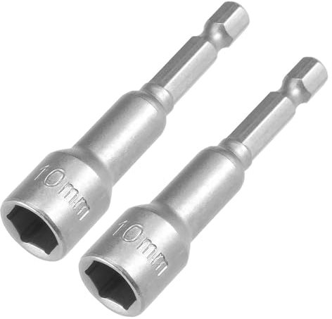 TA-VIGOR 2Pcs 10mm Magnetic Nut Setter Driver Drill Bit Set, 1/4 inch Hex Shank Quick Change, 65mm Length Metric Nut Driver Set for Woodworking, Machine Maintenance, Auto Repairing, Furnitures