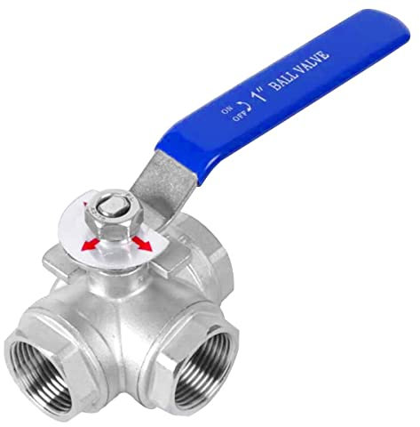 3-Wege-Edelstahl-Kugelhahn, T-Typ Sus304 Dreiwegeventil Mit Griff, Innengewinde 1/4 Zoll, 3/8 Zoll, 1/2 Zoll, 3/4 Zoll, 1 Zoll, 2 Zoll, T-Anschluss-Kugelhahn, Rohrkugel Mit Vollem Anschluss Ventil (C