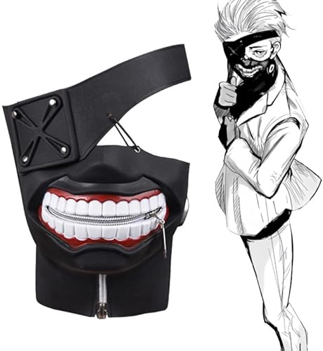 Zhongkaihua Tokyo Ghoul Kaneki Ken Drop Masque en caoutchouc pour Halloween, Noël, cosplay, cadeau de jeu de rôle