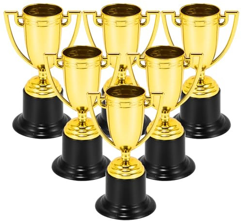 ZONKSTEE Trophies, 6pcs Trophies Medals Set Mini Winner Award Trophies Reward Prizes Plastic Trophy Model Prize Cup Toy Competitions Awards Toy Costume Parties Supplies