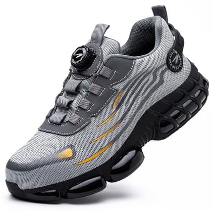Zapatos de Seguridad para Hombre Mujer Zapatillas Ligeros Calzado Trabajo Comodo Antideslizante con Puntera de Acero Grey 44 EU