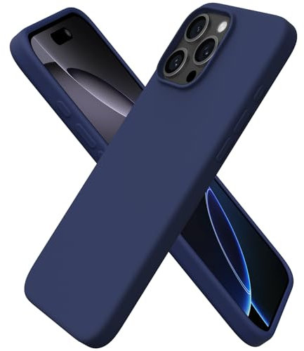 ORNARTO Compatible with iPhone 16 Pro Max Case 6.9, Slim Liquid Silicone 3 Layers Full Covered Soft Gel Rubber 16 Pro Max Phone Cases Cover 6.9 inch-Navy Blue