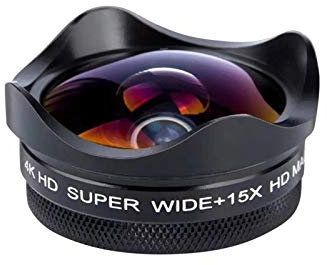 Hanzete - Obiettivo per fotocamera smartphone 4K, grandangolo 0,45x, obiettivo macro 15x, con clip universale, compatibile con smartphone Huawei