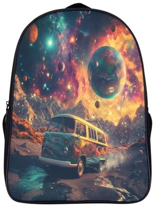 Hippie Van Schulrucksack Mädchen Teenager Schul Rucksack Grundschule Schulranzen Kinder Schultasche Casual Daypacks School Bag 40x28x16cm