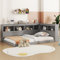 Aoskem Daybett Einzelbett Bett 90x200 cm Kinderbett, Tagesbett Bodenbett mit Stauraum Regale & Ladebuchse, Holzbett Jugendbett Funktionsbett, Bettgestell mit Lattenrost, Ohne Matratze (Grau)