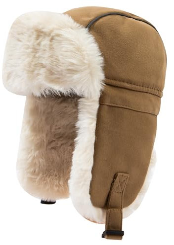 CLAPE Winter Trappermütze Herren Warme Fliegermütze Damen Wintermütze Kunstfellmütze mit Ohrenklappen Anpassbar Winddicht Aviatormütze