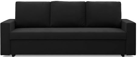 Mebligo - NEO Kollektion Sofa 3 Sitzer Mit Schlaffunktion 220 x 92 x 85 cm, Schlafsofa Klein Mit Bettkasten, Wohnzimmer 3 Und 2 Sitzer, Schwarz