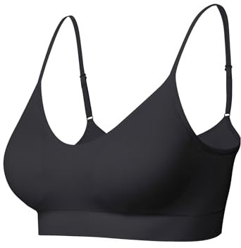 Comfyin Bustier Damen Keine Gepolsterte Sport BH Set ohne Bügel Yoga BH Top,1+Schwarz,L
