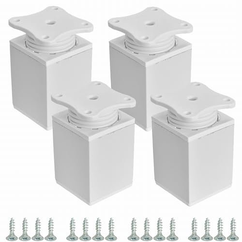 STOLMET Möbelfüße Füße Für Möbel 4 Stück 60 mm Möbelbeine Wohnzimmer Küche Schlafzimmer Schrank Sofa Sessel Kunststoff Höhenverstellbar Glänzend Weiß