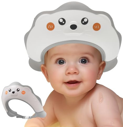 Baby Shower Cap Shield With Eye and Ear Protection - Cute Sea Lion Shape for 0-9 Years Old Children Makes Bath Time Fun (White)