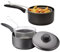 Non-Stick Deep Fat Fryer Chip Pan with Basket 20cm | Durable Chip Pan with Plastic Handles and Lid | Perfect for Professional Kitchen Cooking (8 Black)