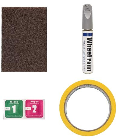 Kit de reparación de llantas. Restauración definitiva de rayones y abolladuras de ruedas de coche y moto. Kit para reparar de forma duradera desperfectos en la superficie de la llanta. (gris, 12 ml)