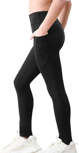 Monbessi Leggings Deportivos Niña Cintura Elástica Leggins Deporte Niña Pantalones Yoga 5-12 Años(130, Negro)