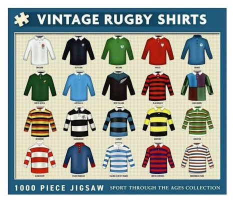 Coach House Iconic Vintage Rugby Jerseys “Sport Through The Ages” Retro 1000 Piece Classic Jigsaw Puzzle, Gifts For Men, Challenging Puzzles for Adults