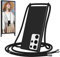 Woijrly Coque pour Samsung Galaxy S23 Ultra 5G avec Cordon, Collier Étui Silicone avec Tour de Cou Lanière, Réglable, Amovible, Antichoc Bumper Housse, Noir