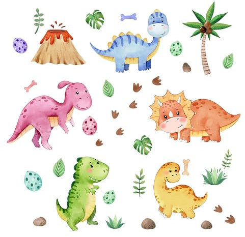 duoyif Wandsticker Dinosaurier Wandtattoos Dinosaurier Vulkan Palme Baum Wandaufkleber Tropisches Tier Wandsticker Wanddeko für Kinderzimmer Mädchen Jungen Babyzimmer Spielzimmer (Dinosaurier b)