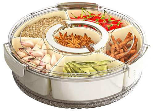 hssopa Rund Snackbox,Snackbox mit 6 Fächern,Snack Spinner,Snack-Spinner mit 6 Fächern,Snacktablett Organizer Geeignet zur Picknicks und Familientreffen (Groß)