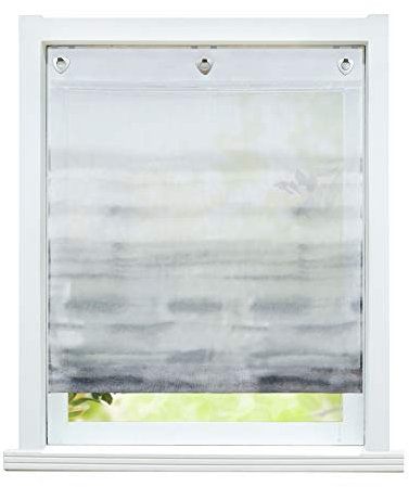 Tenda a pacchetto con ganci a U, senza fori, in voile, trasparente, facile da installare, 60 x 140 cm