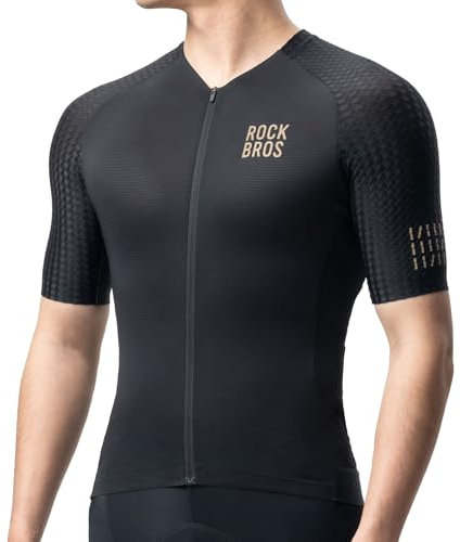 ROCKBROS Herren Damen Fahrradtrikot Kurzarm Radtrikot Rennrad Trikot Schnell trocknend Fahrradbekleidung Atmungsaktiv für Radsport MTB Schwarz XL
