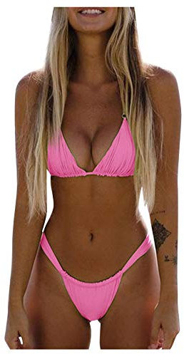 Generico Costumi da Bagno Donna, Costume da Bagno Sexy Donna con e Sexy con Due Perizoma Bikini a Due Pezzicon Taglio Brasiliano Push-up Triangolo Mare