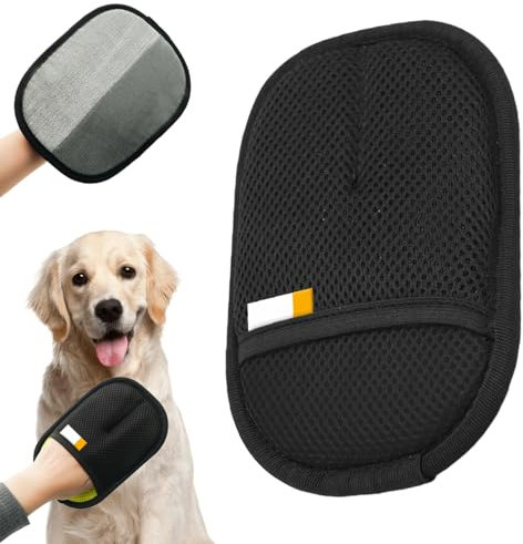 katzenhaarentferner, Tierhaarentferner Fellmagnet, Fellhandschuhe Fingerlos Katze, Katzen Handschuhe Fellpflege Für Glattes und Gesundes Fell (Schwarz, 18 * 12cm)