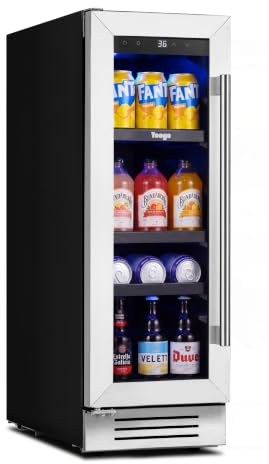 Yeego Réfrigérateur de boissons de 30,5 cm intégré ou autonome, 60 canettes avec porte en verre, mini réfrigérateur pour bouteilles et canettes de bière/soda/eau/vin