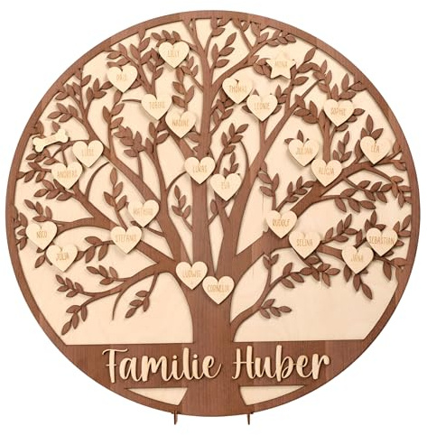 Waldviertler Geschenke ® Familien-Stammbaum aus echtem Holz – Handmade, individuell gravierbar & hochwertig verarbeitet – personalisiere jetzt Dein ganz persönliches Erinnerungsstück! (XL)