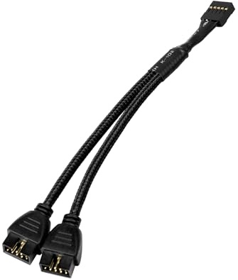 upHere USB 2.0 9Pin Splitter Mainboard Verlängerungskabel,1 zu 2 USB Header Adapter Nylon Geflochten,Male auf Female Extensio Cable für PC Computer Desktop Motherboard Plug&Play(1 Stück,16cm)