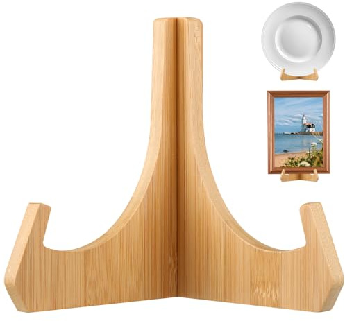 Lueden 6 Inch Plate Stands for Display Bamboo Picture Frame Holder | Plates Holders Decorative Stand Tabletop Easel for Platter Dish Bowl Pictures Photo Book Plaque