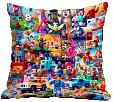 Ubephant Roblx Kissenbezug, Kissenbezüge 45 * 45cm, Roblx Pillow Case Cartoon Kissen Bezug Superweiches Doppelseitiges Fleece(Enthält Keine Kissenfüllung)
