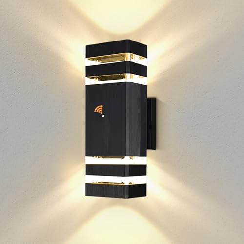 CANMEIJIA Dusk to Dawn Outdoor Wall Lights Aluminium Up Down 5W GU10 3000K | Smart photocell sensor automatically switches lighting on at sunset and turns off at sunrise without manual operation