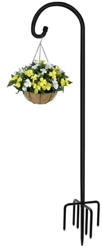Artigarden Garden Schäferhaken, verbesserter robuster Basis mit 7 Zinken, für Vogelfutterstation,Metal,verstellbarer Hängepfahl für Gartenlichter, Aufhänger, Hochzeitsdekoration, Pflanzkörbe, 1 234cm