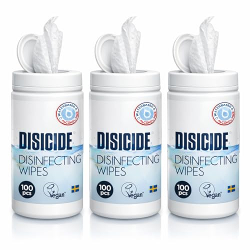 3 x Disicide Disinfecting Wipes 100 Pack – 300 Alcohol Free, Water Based Cleaning Wipes – Vegan & Eco Friendly Surface Wipes for Home, Kitchen, Bathroom & Office Use