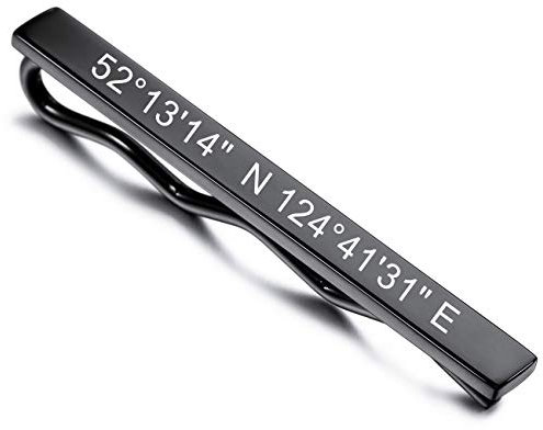 MeMeDIY Pince À Cravate Personnalisée Gravure Nom Date Barres pour Hommes Garçons en Acier Inoxydable Résistant À l'eau Bijoux Anniversaire De Mariage Cadeau d'affaires pour Père Mari Marié