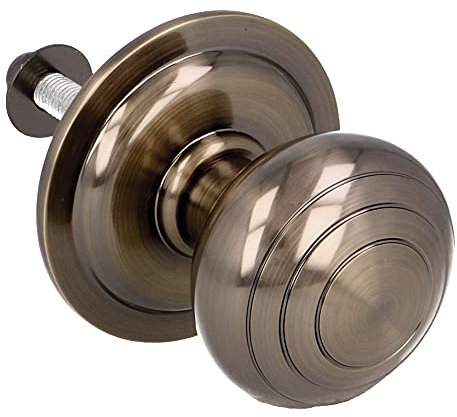 Amig - Knauf Mod 14 rund aus massivem Messing mit Leder-Finish für Außentüren, Durchmesser Griffe Ø 61 mm, Höhe 72,5 mm, einfache Montage inklusive Befestigungsmutter