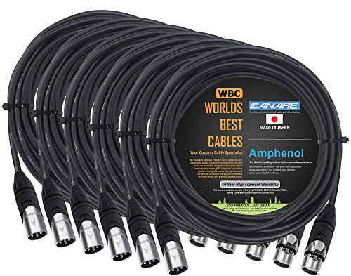 6 Units - 18 Foot - Canare L-4E6S, Star Quad Balanced Male To Female Microphone Cables With Amphenol AX3M & AX3F Silver XLR Connectors - CUSTOM MADE By WORLDS BEST CABLES