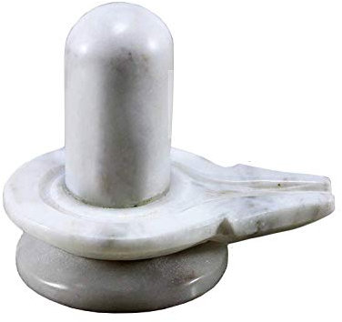 KLEO Marmor Stein Shiva Lingam Shiv Leng Idol Murti Statue (3.5 Weiß)
