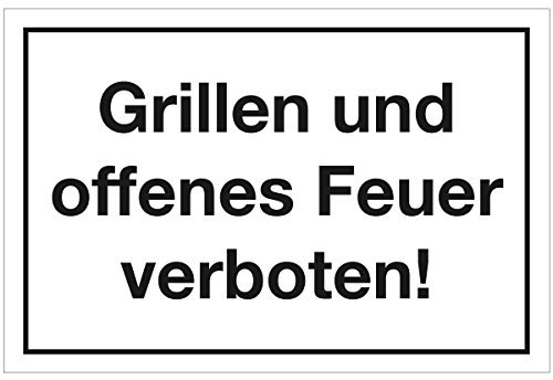 WANDKINGS Hinweisschild - Grillen und offenes Feuer verboten! - stabile Aluminium Verbundplatte - Wähle eine Größe - 20x15 cm
